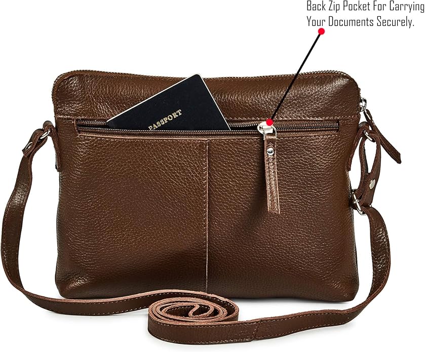 Wise Owl Accessories Small Soft Pebbled Real Leather Crossbody Handbags Purses Sling Crossover Shoulder Bag