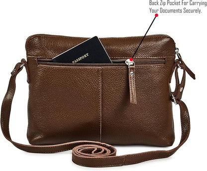Wise Owl Accessories Small Soft Pebbled Real Leather Crossbody Handbags Purses Sling Crossover Shoulder Bag