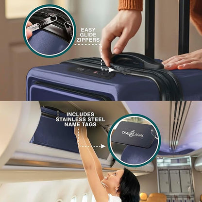 Luggage Sets 3 Piece, 22 Inch Carry on Luggage and 24 Inch Suitcases with Wheels Spinner, Durable Hard Shell Suitcase Set, Expandable Travel Suitcase, Navy