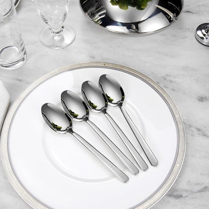 Premium Aline 4-Piece 7.4-Inch Dinner Spoon Set | 18/10 Stainless Steel Dinner