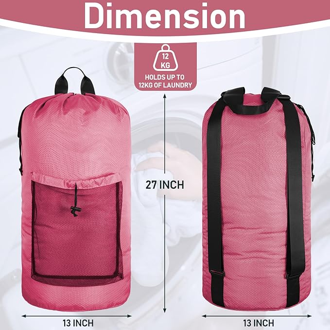 Laundry Bag Backpack Large Travel Laundry Bag with Adjustable Shoulder Straps Portable Laundry Hamper for College, Dorm, Apartment Camp