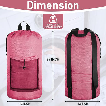 Laundry Bag Backpack Large Travel Laundry Bag with Adjustable Shoulder Straps Portable Laundry Hamper for College, Dorm, Apartment Camp