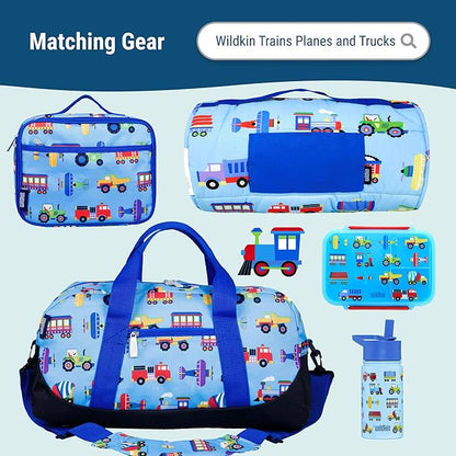 Wildkin 12-inch Kids Backpack – Padded, Adjustable, Ideal for Daycare & Travel - Trains, Planes, and Trucks