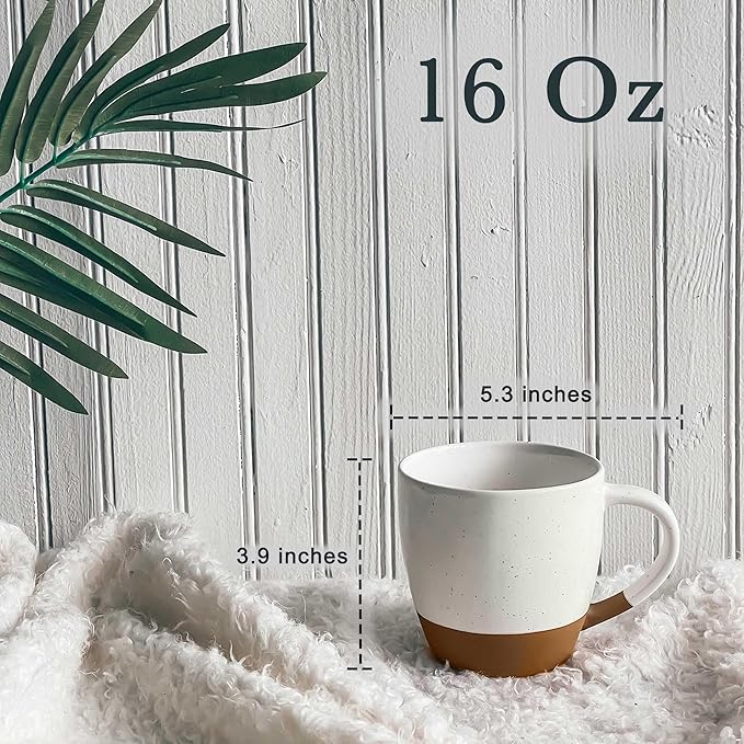Mora Ceramic Large Latte Mug Set of 4, 16oz