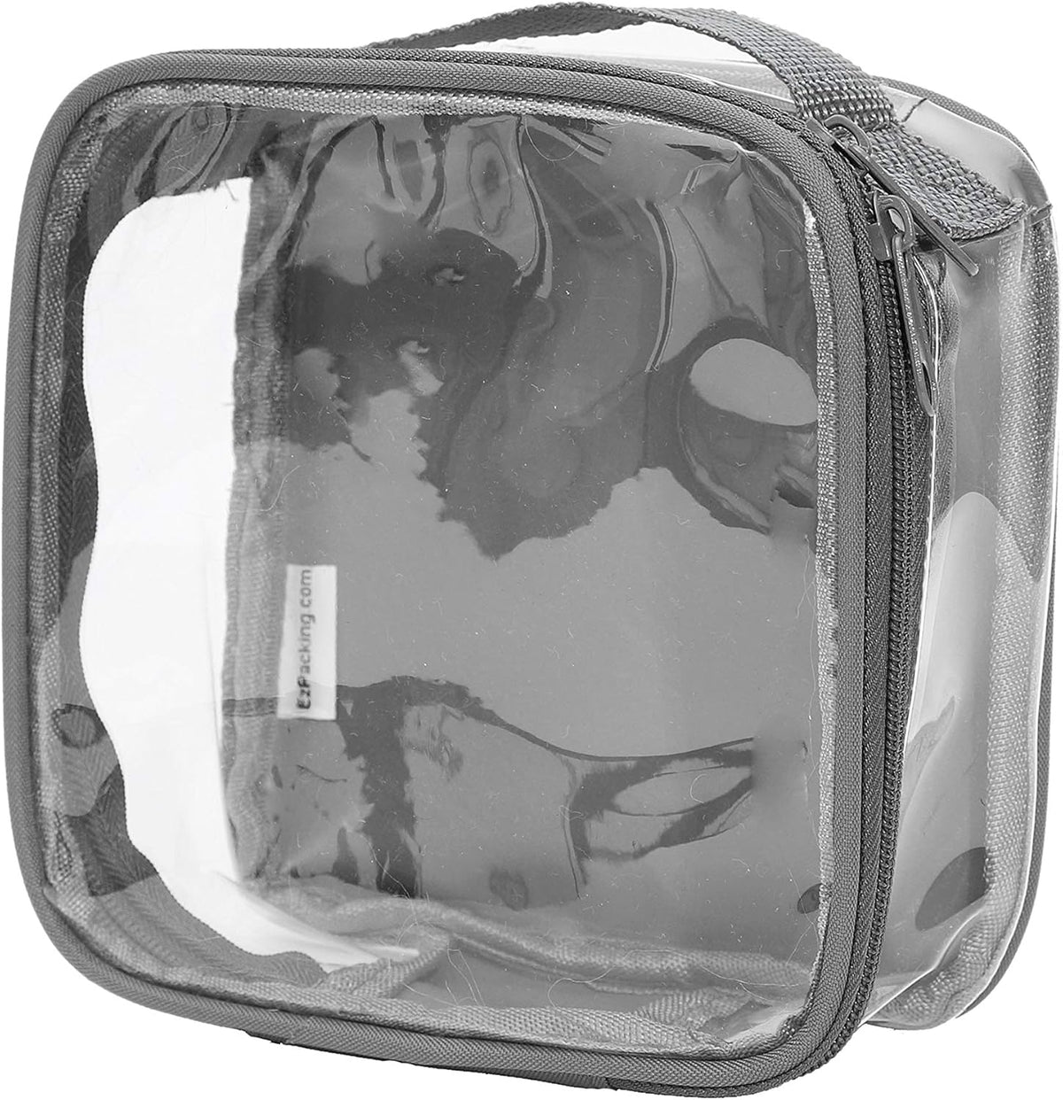 EzPacking Clear TSA Approved 3-1-1 Travel Toiletry Bag for Carry On/Quart Size Transparent Liquids Pouch for Airport Security/Reusable See Through Vinyl & PVC Plastic Organizer Men Women (Gray)