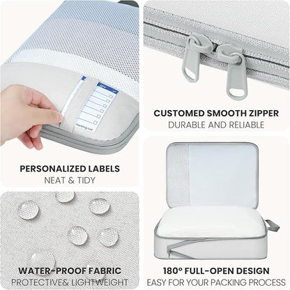 8 Set/6 Set/4 Set Compression Packing Cubes for Travel, Lightweight Vacation Travel Essentials, Travel Accessories for Suitcase Organizer Bags Set, Durable Luggage Organizer