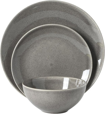 Gibson Elite Castle Peak Plates and Bowls Set, 12-Piece Dinnerware Set