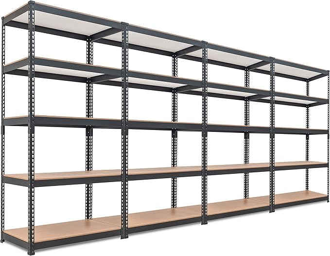 HOMEDANT 5 Tier Laminated Boltless Metal Shelving Unit Adjustable Garage Storage Utility Rack Heavy Duty Shelves Organization Multipurpose Shelf Warehouse Pantry Shed 35.9" W x 18.2" D x 71.3" H 4Pack