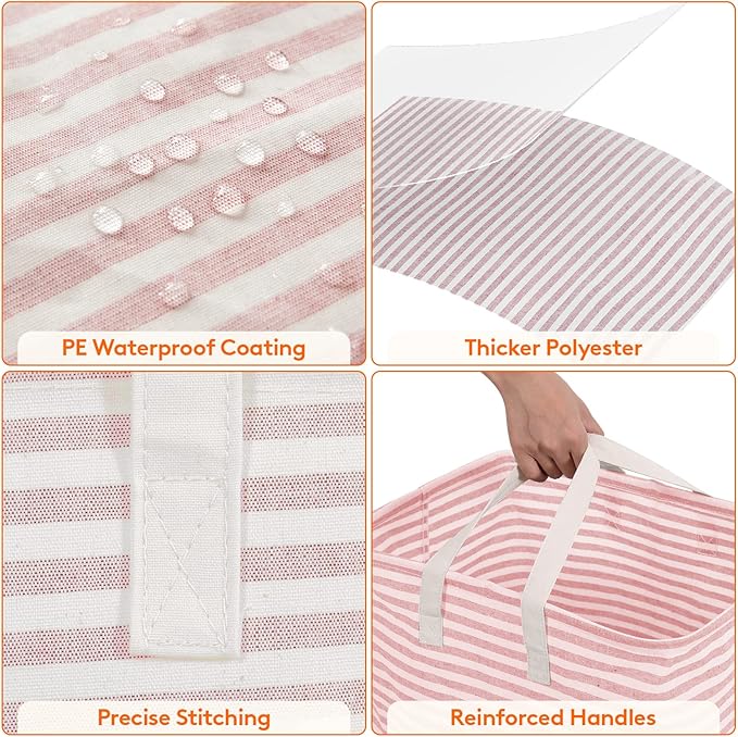 Lifewit Laundry Hamper Large Collapsible Laundry Basket, Freestanding Waterproof Clothes Hamper Storage with Easy Carry Handles for Clothes in Bedroom Bathroom College Dorm for Adults, Pink, 80L