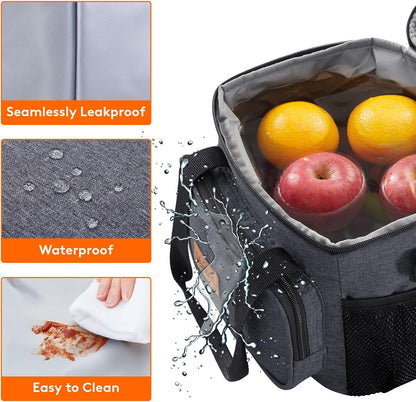 Lifewit Medium Lunch Bag Insulated Lunch Box Soft Cooler Cooling Tote for Adult Men Women, Dark Gray 12-Can (9L)