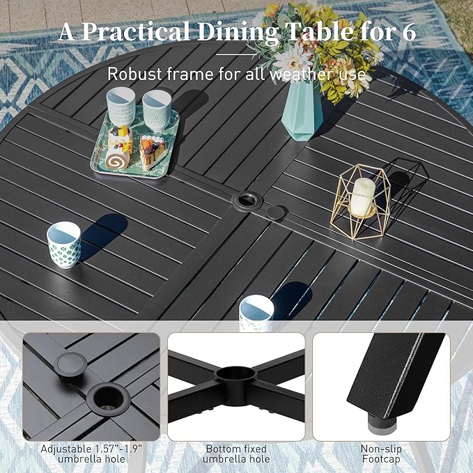 Patio Dining Set 7 Piece, 6 x Woven Rattan Swivel Chairs