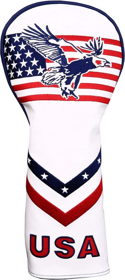 USA Flag and Eagle Golf Driver/Fairway Wood/Hybrid/Iron/Mallet Putter/Blade Putter Head Cover