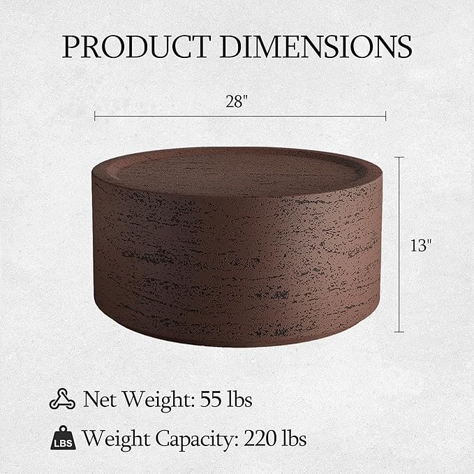 UPHA Outdoor Round Coffee Table, Small Modern Minimalist Accent Tables