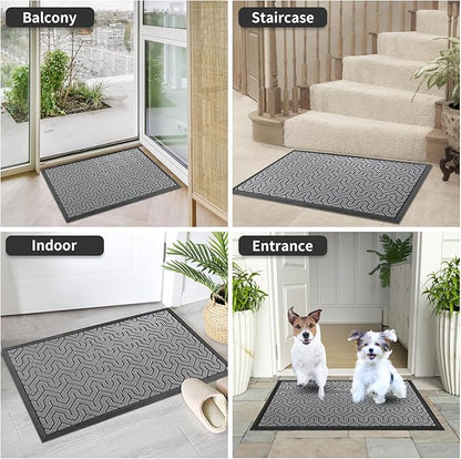 Yimobra Extra Large Door Mat Outside Entrance 60x32, Waterproof Heavy Duty Outdoor Mats for Front Door, Non Slip Rubber Entry Mat for Garage Patio, Easy Clean, Grey