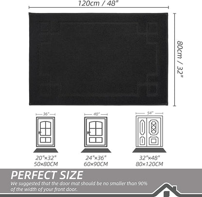 BEQHAUSE Door Mat 32" x 48", Non-Slip Door Mats Indoor Entryway Rugs Washable Low-Profile Absorbent and Stain Resist Floor Mats, Dog Door Mat for Front Back Door, Muddy Wet Shoes & Paws, Black
