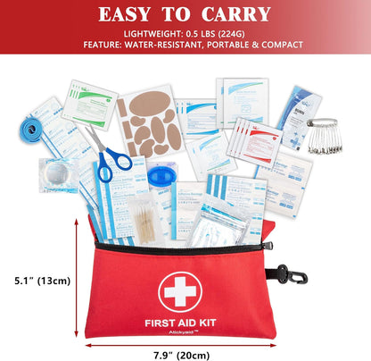 Mini First Aid Kit - 140 Piece Small First Aid Medical Kit for Car, Home, Office, Travel, Camping, Sports, Outdoor, School - Emergency First Aid Supplies and Survival Kit