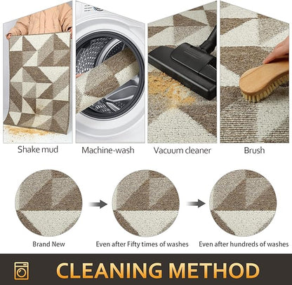 hicorfe Indoor Doormat,24"x35" Front Back Door Mat Rubber Backing Non Slip Door Mats,Low-Profile Absorbent Resist Dirt Entryway Doormat Inside Floor Mats for Entrance