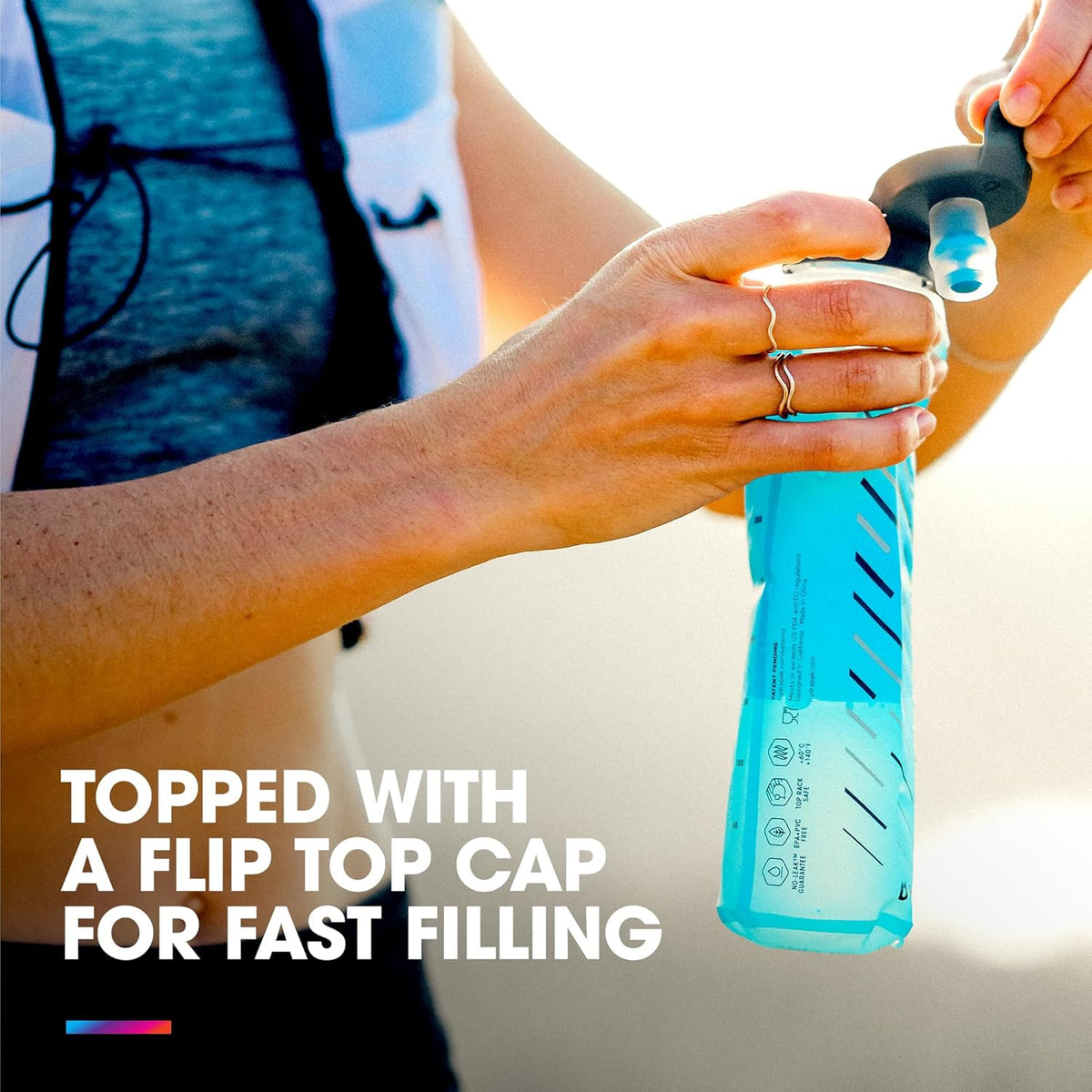 HydraPak UltraFlask Speed (500ml or 600ml) - Collapsible Soft Flask Water Bottle for Hydration Vests and Running Packs with Easy Open Cap