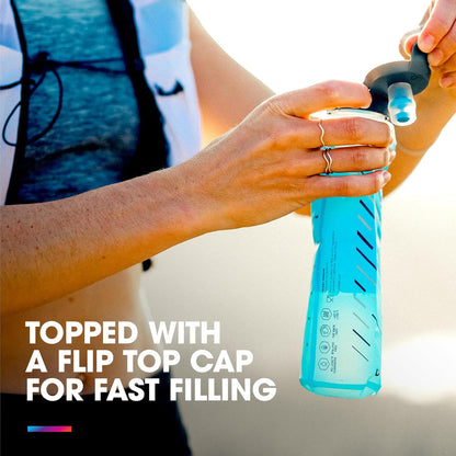 HydraPak UltraFlask Speed (500ml or 600ml) - Collapsible Soft Flask Water Bottle for Hydration Vests and Running Packs with Easy Open Cap