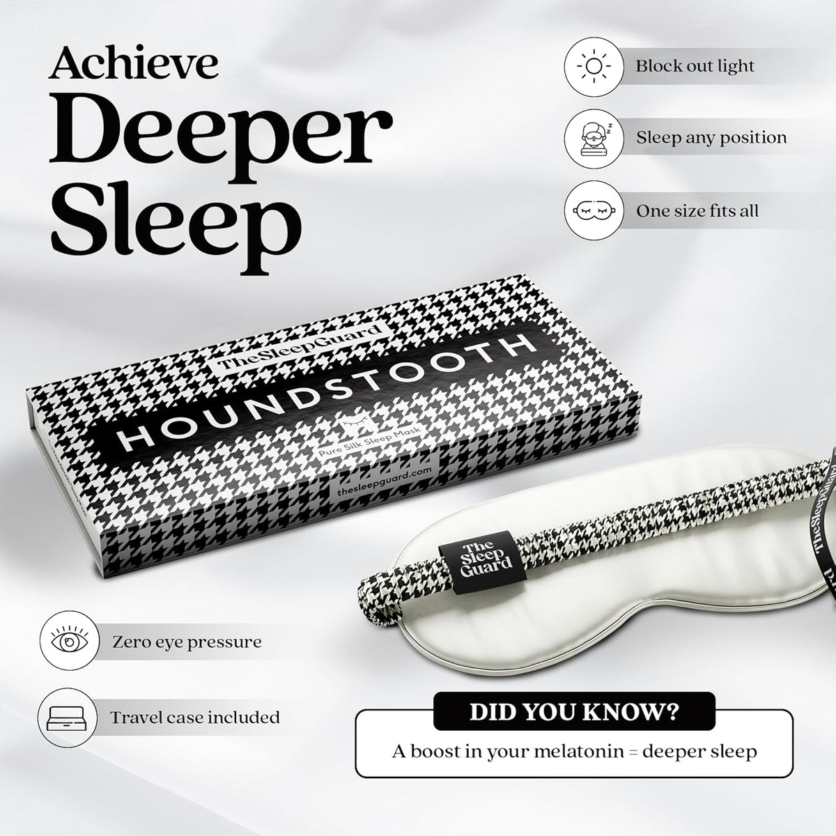 Pure Silk Sleep Mask [100% 6A Mulberry Silk, 22 Momme] Light Blocking Travel Essentials. Eye Masks for Sleeping. Black Oeko-Tex Blindfold. Eye Covers for Men & Women