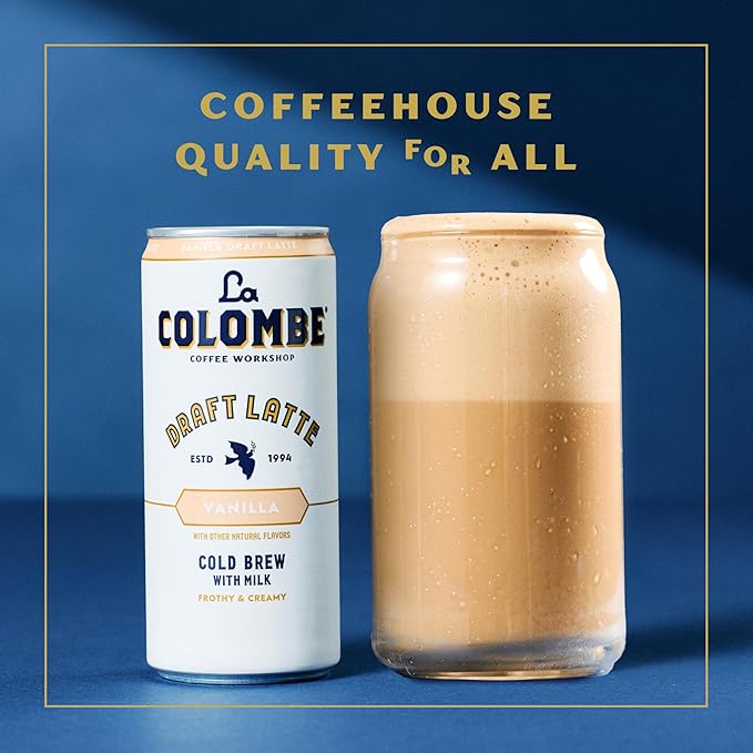 La Colombe Coffee, Vanilla Draft Latte, 11 fl oz Cans (Pack of 12), Coffeehouse Quality Cold Brew, Specialty Grade Coffee Beans, Ready-to-Drink On-the-Go