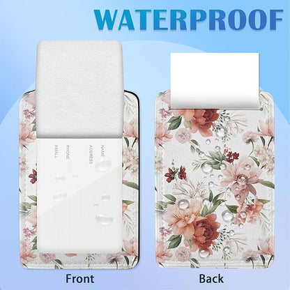 Watercolor Floral Hand Painting Luggage Tags for Suitcases, 2 Pack Cute PU Leather Suitcase Tag Identifiers with Address Card for Baggage Tag