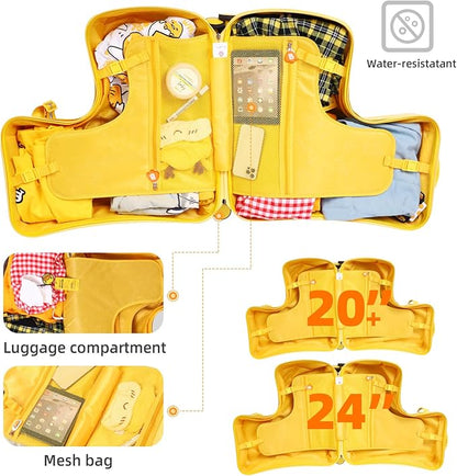 Kids' Lightweight Ride on Luggage with Spinner Wheels & Foldabe Design (Yellow Study, 20"+ Aged 1-3 Toddler),Children Holiday Birthday Gift