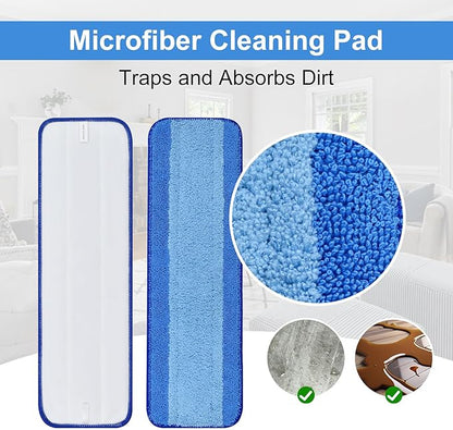 8 Pack Microfiber Cleaning Pad for Bona Mop Hardwood & Hard Surface Floors Dry and Wet Floor Cleaning - Includes 4 Microfiber Cleaning Pad, 2 Deep Clean Pads and 2 Dusting Pad - Dual Zone Cleaning