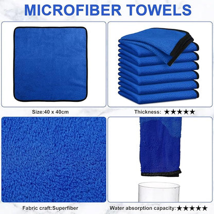 Tallew 50 Pcs Microfiber Towels 16 Inch x 16 Inch Microfiber Cloth Car Drying Towels for Cars Washing Polishing Office Windows Cleaning Household Supplies (Blue)