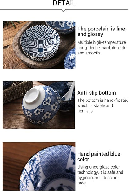 Gegong Blue and White Porcelain Dinnerware Set, Chopsticks, Service