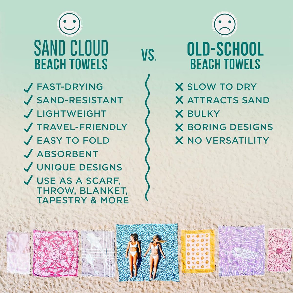 Sand Cloud Turkish Beach Towel - Sand Free - 100% Organic Turkish Cotton Yarn - Quick Dry Towel for Beach, Picnic, Blanket or Bath Towel - As Seen on Shark Tank - Marine Life (Whale Shark)