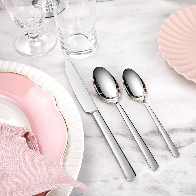 Premium Aline 4-Piece 7.4-Inch Dinner Spoon Set | 18/10 Stainless Steel Dinner