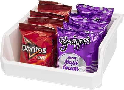 Plastic Containers for Organizing and Storage Bins for Closet, Kitchen, Office, Garage or Pantry Organization, Stackable Bins, Extra Large (14.8" x 16.5" x 7"), 4-Pack, White