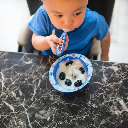 The First Years Spidey and His Amazing Friends Toddler Dinnerware Set - Toddler Plates and Toddler Utensils - Dishwasher Safe Toddler Feeding Supplies and Kids Utensils - 4 Count