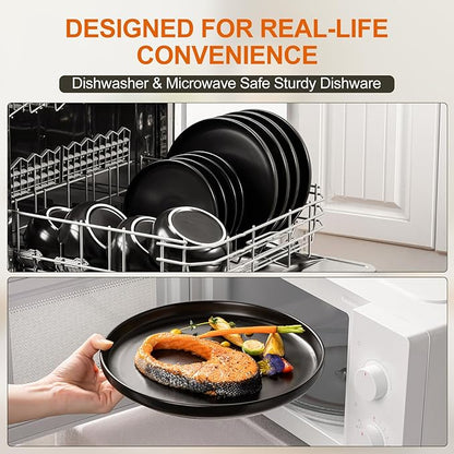 EWFEN Plates and Bowls Sets, 12 Pieces Ceramic Dinnerware Set