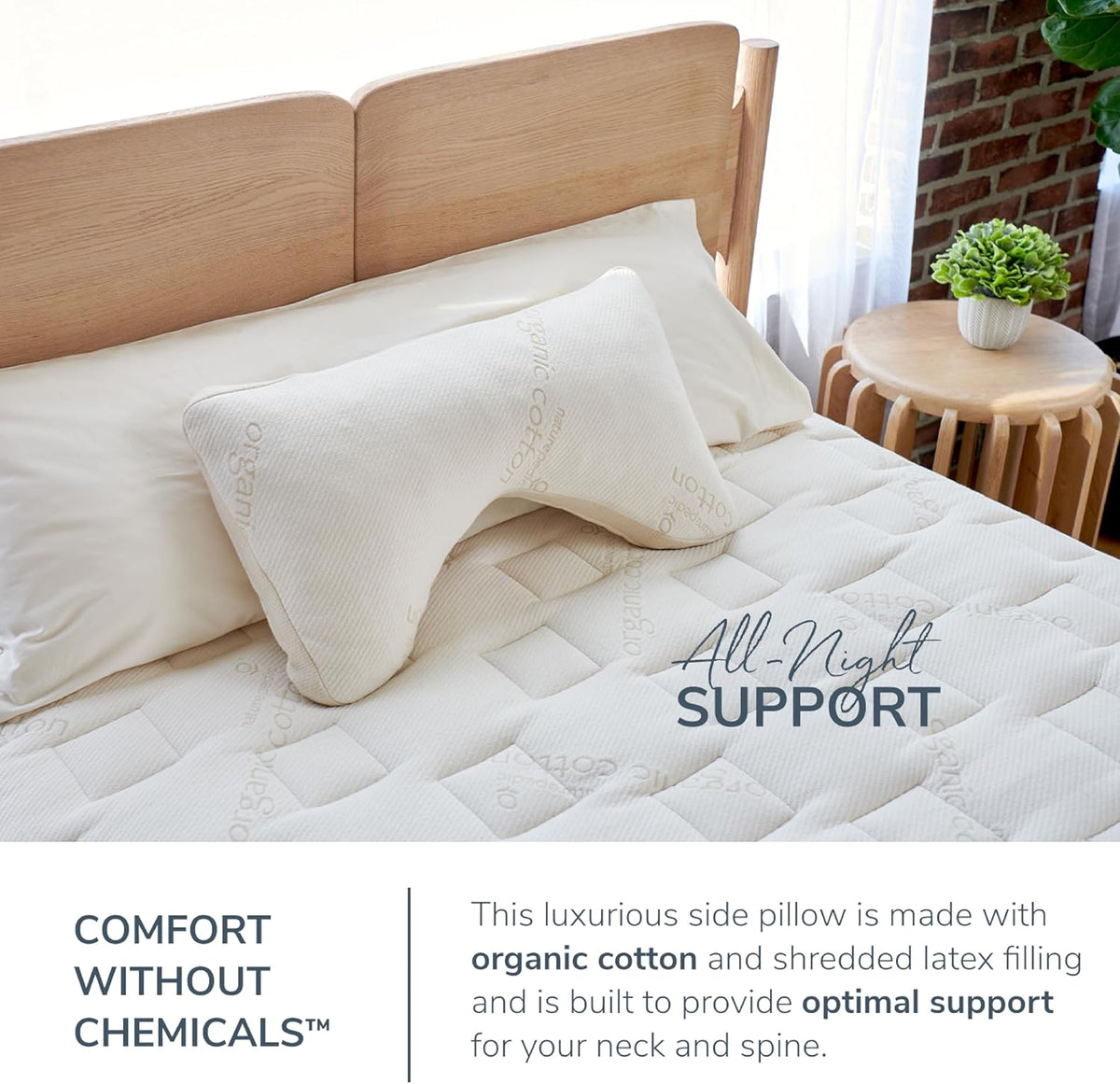 Naturepedic Organic Latex Side Sleeper Pillow - Standard/Queen Bed Pillow with Shoulder Cutout - Luxury Pillow for Back Support and Neck Pain Relief
