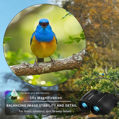 Hontry Binoculars for Adults and Kids, 10x25 Compact Binoculars for Bird Watching, Theater and Concerts, Hunting and Sport Games