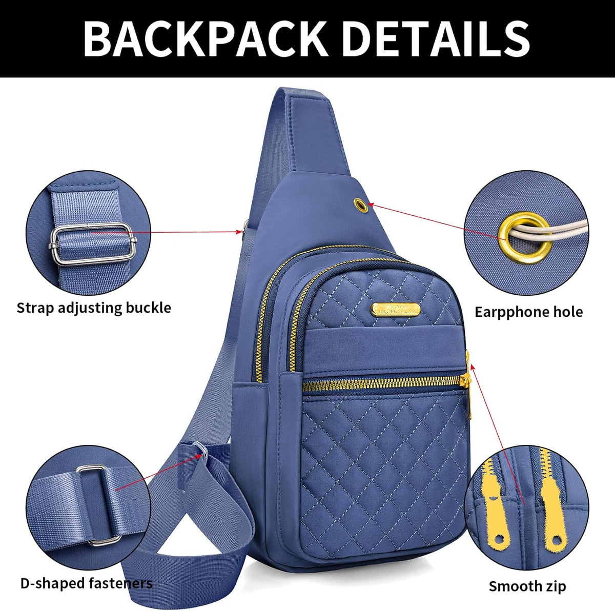 Small Sling Bag For Women Men Casual Crossbody Sling Backpack
