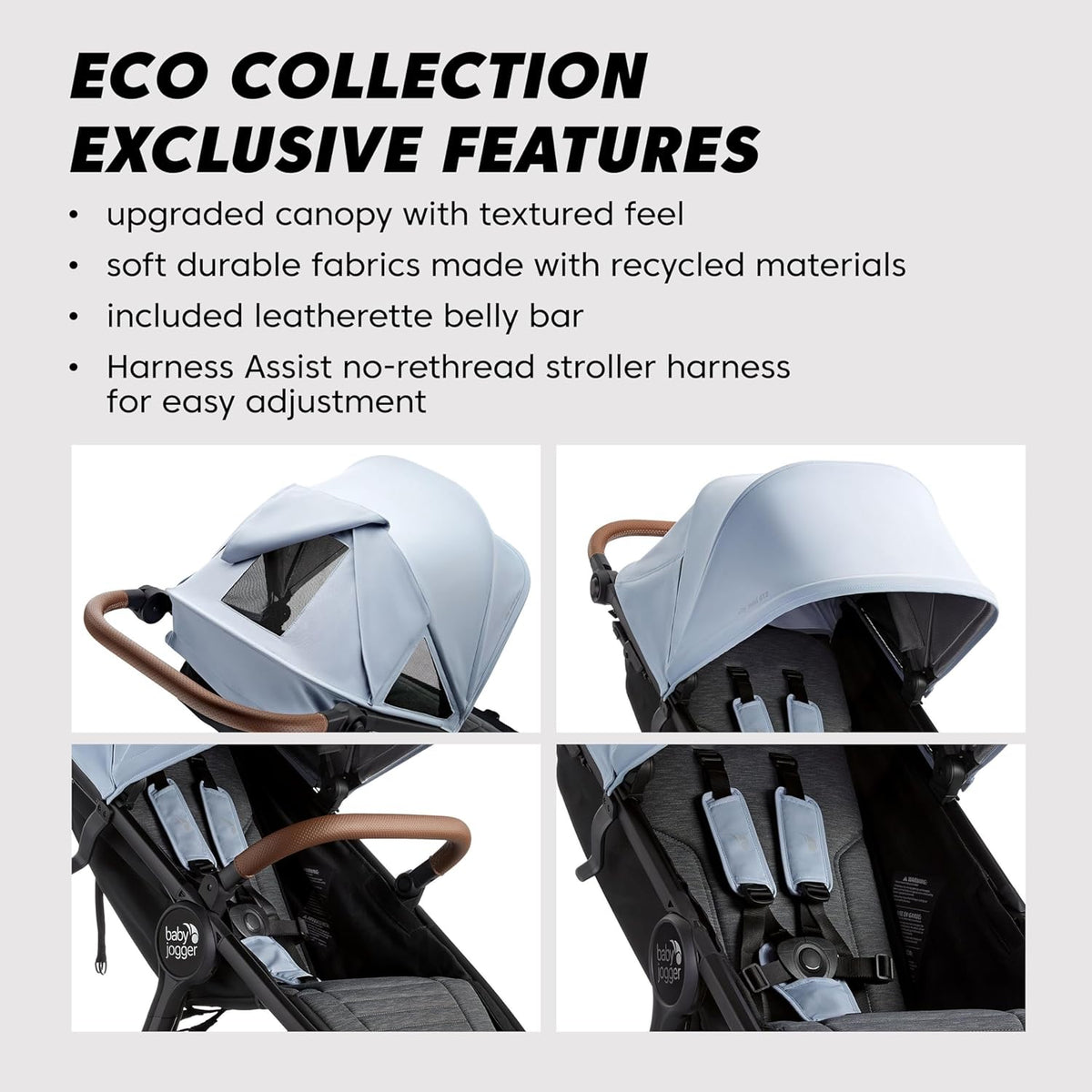 Baby Jogger City Mini GT2 Single Stroller Eco-Friendly Series Slate Fog Four-Way Use with Infant Car Seat Adapters Included