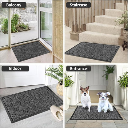 Yimobra Extra Large Door Mat Outside Entrance 60x32, Waterproof Heavy Duty Outdoor Mats for Front Door, Non Slip Rubber Entry Mat for Garage Patio, Easy Clean, Mix Grey