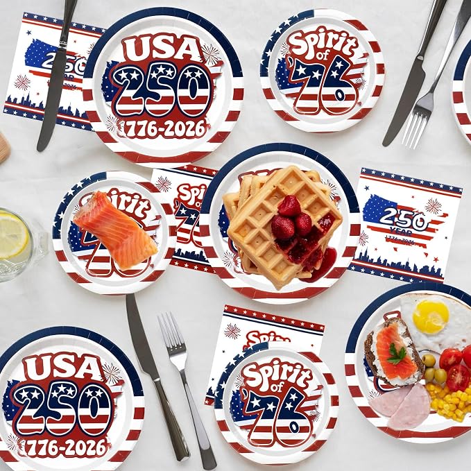 180Pcs 4th of July paper Plates and Napkins Party Supplies, Serve 60 |