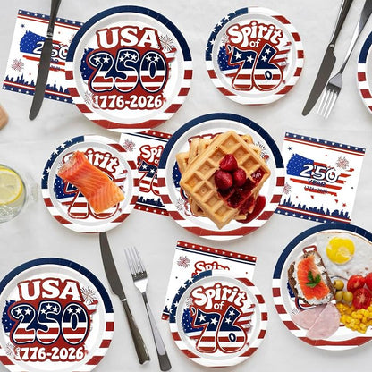 180Pcs 4th of July paper Plates and Napkins Party Supplies, Serve 60 |