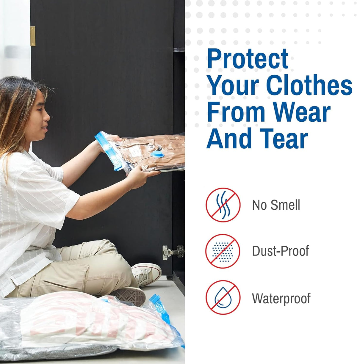 2 Pack Jumbo Vacuum Storage Bags for Comforters, Blankets & Clothes – Jumbo Vacuum Sealed Compression Bags with Hand Pump – Space Saver Storage Bags for Bedding, Moving, Travel & Organization