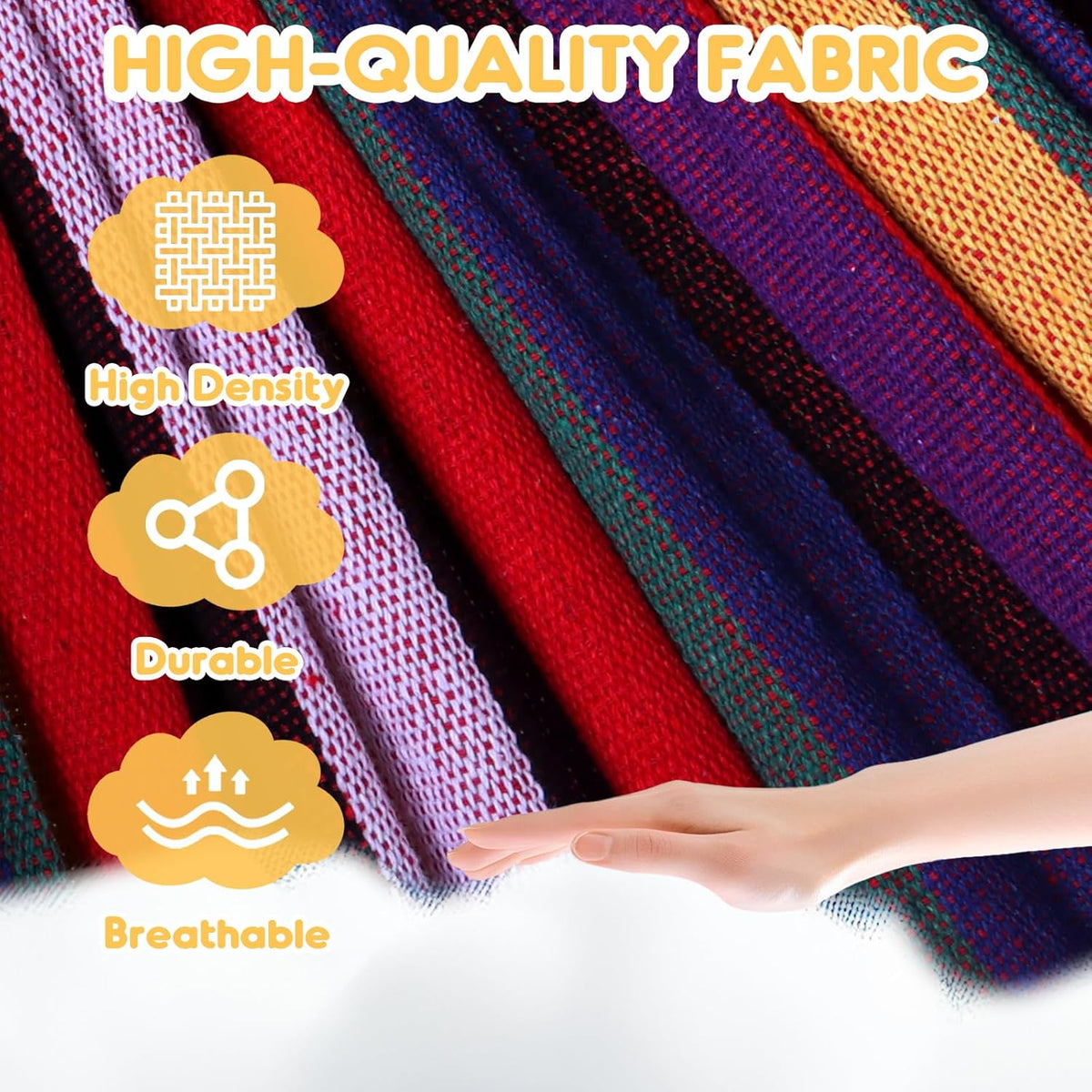 ANYOO Cotton Hammock Portable Camping Hammocks for Hanging Sturdy Garden Comfortable Fabric Hammock with Tree Straps Up to 660lbs with Travel Bag for Camping Outdoor/Indoor Patio Backyard