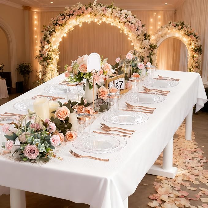 YOUBET 60PCS Rose Gold Plastic Plates