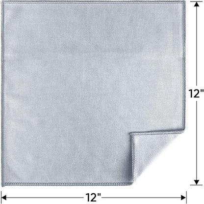 HOMEXCEL Microfiber Glass Cleaning Cloth 12 PK, Lint Free Streak Free, Reusable Cleaning Cloth for Cleaning Windows, Glasses, Mirrors, Screens, Stainless Steel, and More Grey-12”×12”