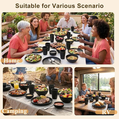 Plates and Bowls Sets for 8, Wheat Straw Dinnerware Sets 40 Piece, Unbreakable