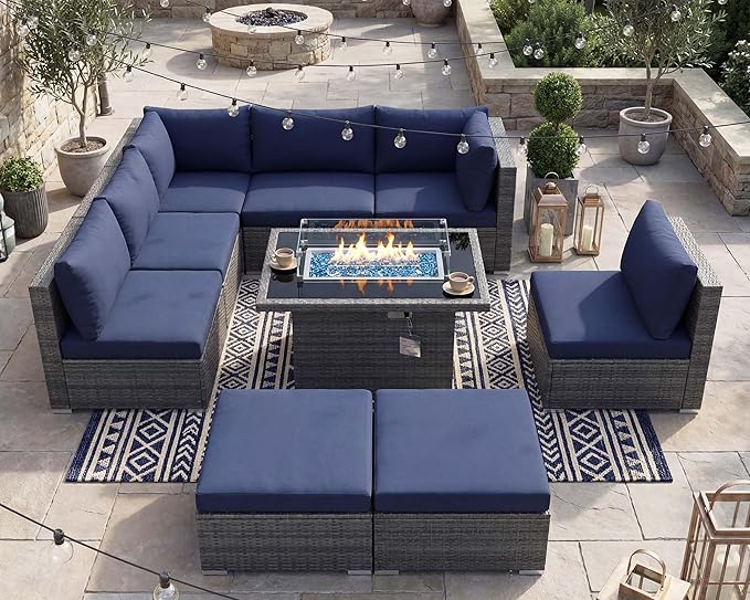 NICESOUL 9 Piece Oversized Outdoor Patio Furniture Set, 29.3'' High Back Comfy