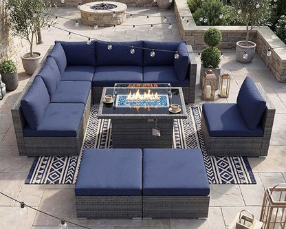 NICESOUL 9 Piece Oversized Outdoor Patio Furniture Set, 29.3'' High Back Comfy