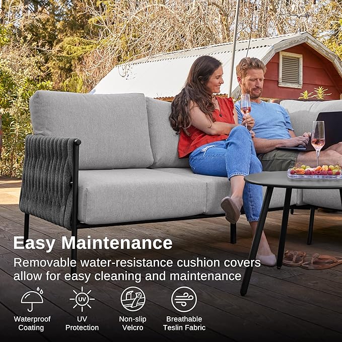 EAST OAK Life Chatter Patio Furniture Set, Outdoor Furniture Sectional Sofa Set